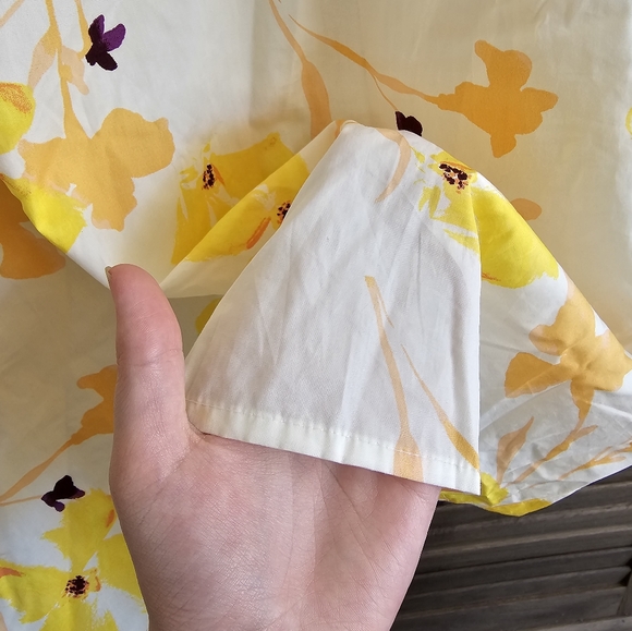 NWT 70's summer cocktail dress puffy sleeves white yellow orange flowers size S - Picture 3 of 4